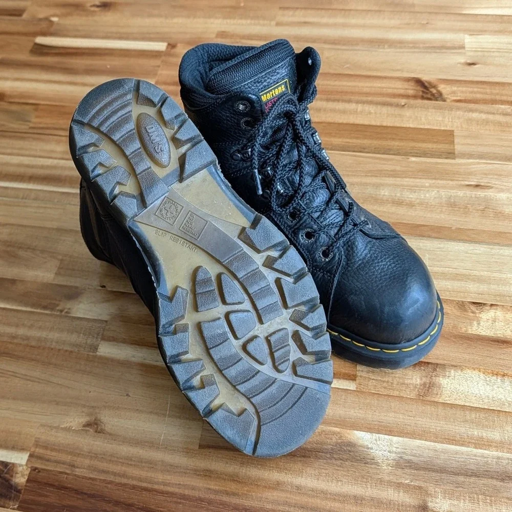 Dr. Martens Industrial Steel Toe Black Leather Work Boots Men's 10